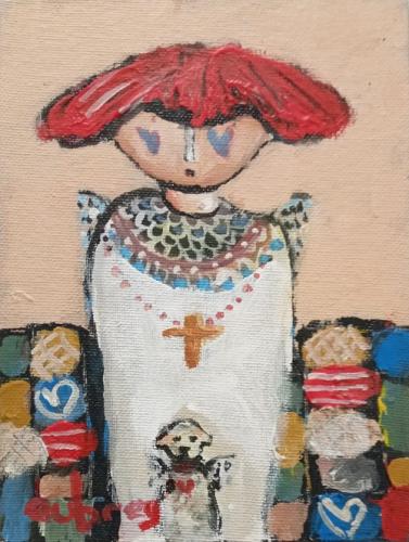 Angel in red with pet angel