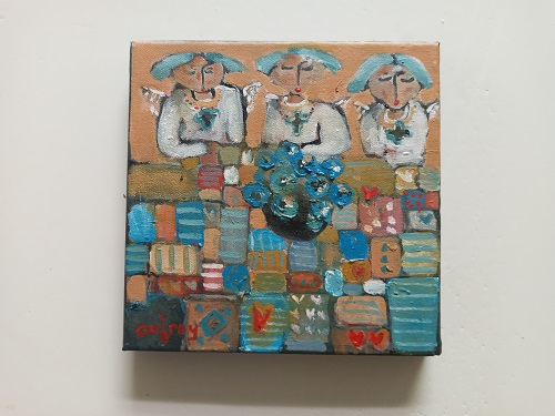 Gossiping angels in blue