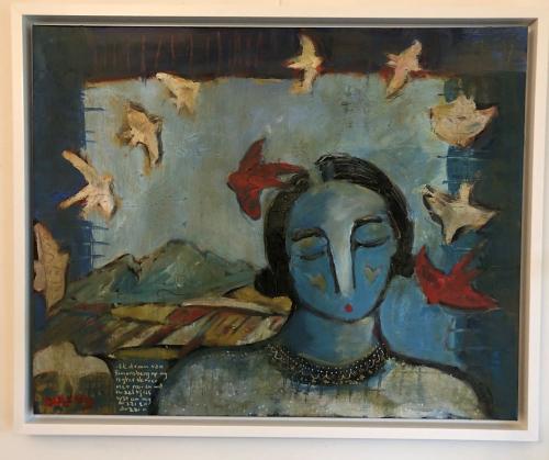 1 Swallows - Dreaming of..........  - FramedEk droom van Simonsberg op my regter skouer met rooi en wit swaeltjies wat om my draai en draai