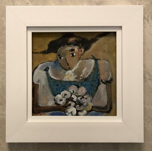 Bird - White flowers and blue bird