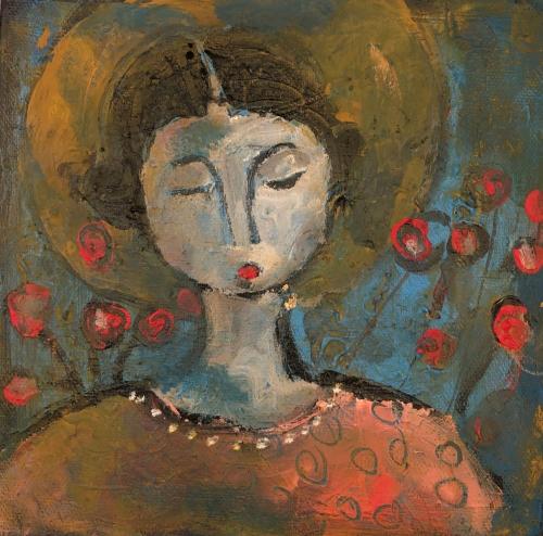 Eastern Woman in apricot colors